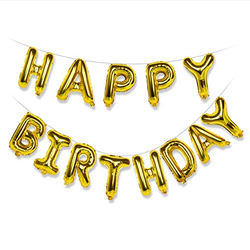 Happy Birthday Balloons Golden,16 inches Aluminum Foil Banner Gold Color Letter Balloons for Birthday Party Decoration