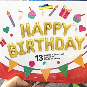 Happy Birthday Balloons Golden,16 inches Aluminum Foil Banner Gold Color Letter Balloons for Birthday Party Decoration