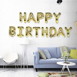 Happy Birthday Balloons Golden,16 inches Aluminum Foil Banner Gold Color Letter Balloons for Birthday Party Decoration