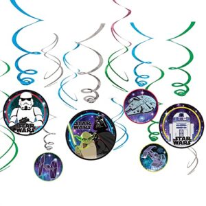 amscan 671127 star wars galaxy of adventures foil swirl hanging decoration, 1 pack