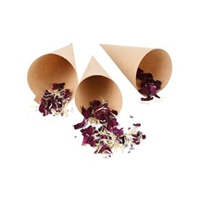 100 Pcs Kraft Paper Confetti Cones - Wedding Confetti Toss Cones Fill Rose Petals Lavender Or Candy Wraps (Sector)