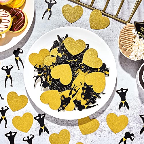 400 Pcs Male Dancers Strippers Glitter Table Confetti Stripper Pole Dancer Decorations Bachelorette Fiesta Party Confetti Black and Gold Glitter Fiesta Confetti Bridal Shower Decor for Party Favors