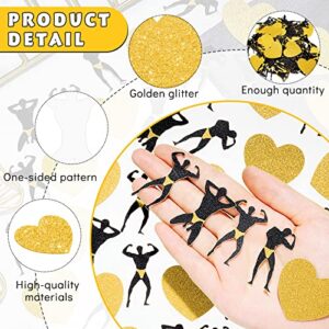 400 Pcs Male Dancers Strippers Glitter Table Confetti Stripper Pole Dancer Decorations Bachelorette Fiesta Party Confetti Black and Gold Glitter Fiesta Confetti Bridal Shower Decor for Party Favors