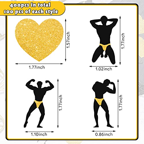 400 Pcs Male Dancers Strippers Glitter Table Confetti Stripper Pole Dancer Decorations Bachelorette Fiesta Party Confetti Black and Gold Glitter Fiesta Confetti Bridal Shower Decor for Party Favors