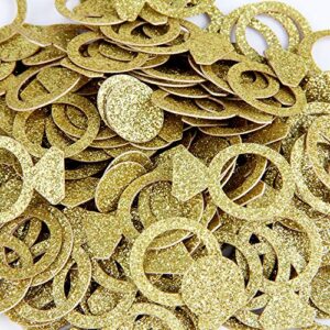 gold glitter double sided ring finger paper confetti for table wedding birthday party decoration,1.2 inch in diameter(100pcs)