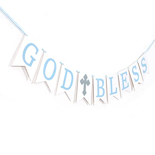 God Bless Banner - God Bless Banner Baptism，baby Shower Banner for Girl/boy，baptism Banner，first Communion Banner，banner for Baby Shower Photo Prop Party Decorations