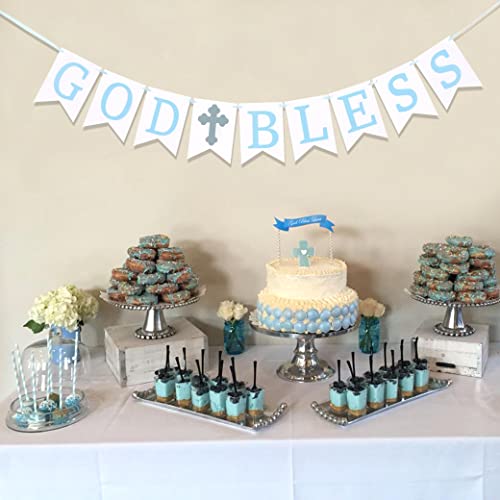 God Bless Banner - God Bless Banner Baptism，baby Shower Banner for Girl/boy，baptism Banner，first Communion Banner，banner for Baby Shower Photo Prop Party Decorations