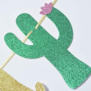 My First Fiesta Banner Sign Garland for Mexican Fiesta Themed Baby Shower First Birthday Party Decorations Photo Props Backdrop (Gold Glitter)