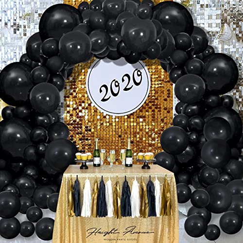 WESTGO 129pcs Black Latex Balloons Garland Arch Kit Different Sizes 18 12 10 5 Inch Party Balloon Kit with Ribbon and Glue Decorations Wedding Birthday Anniversary Holiday Graduation Baby Shower Party