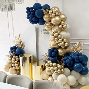 Navy Blue Balloon Garland Arch Kit,147Pcs Royal Blue Balloons Night Dark Blue Sand Chrome Gold Balloons Night Blue for Birthday Party Graduation Baby Shower Anniversary Celebration Party Decorations