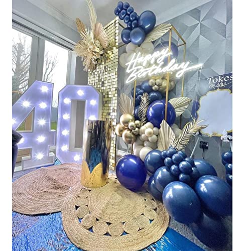 Navy Blue Balloon Garland Arch Kit,147Pcs Royal Blue Balloons Night Dark Blue Sand Chrome Gold Balloons Night Blue for Birthday Party Graduation Baby Shower Anniversary Celebration Party Decorations