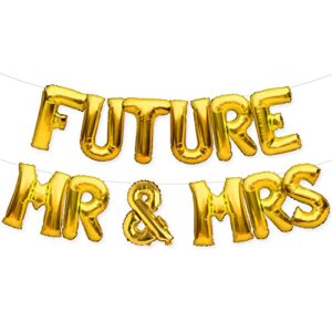partyforever gold future mr & mrs balloon banner bride and groom party decorations for bridal shower and engagement party