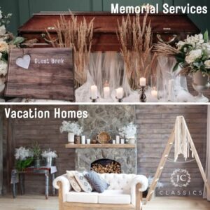 Rustic Guest Book for Wedding, Funeral, Memorial | Guest Book for Funeral Hardcover | Guestbook for Sign in, Celebration of Life Memorial Service | Guest Sign Book with Memory Table Card Sign Included