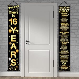 2 Pieces 16th Birthday Party Decorations Cheers to Years Banner Party Decorations Welcome Porch Sign for Years Birthday Supplies (16th-2007)