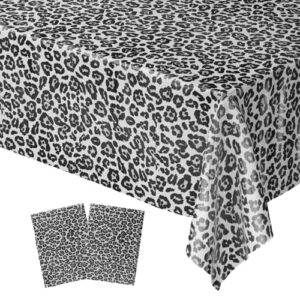 Snow Leopard Table Covers (Pack of 2) - 54"x108" XL - Snow Leopard Party Supplies, Animal Print Themed Decorations, Cheetah Print, Jungle Tablecloth, Safari Table Cloths, Blue Orchards