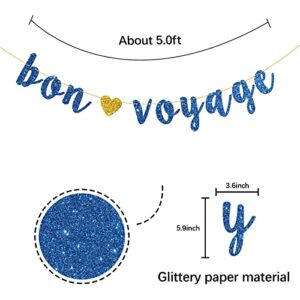 INNNORU Bon Voyage Banner, Moving Away, Going Away, Graduation, Retirement, Travel Theme Party Decorations, Navy Blue Glitter