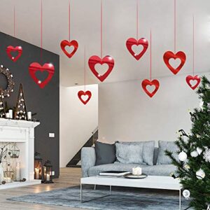 JOZON 40 Pieces Valentine's Day Glitter Heart Foil Hanging Decorations Red Hearts Hanging Ornaments Party Supplies for Indoor Outdoor Valentines Bridal Shower Anniversary Wedding Party Decorations
