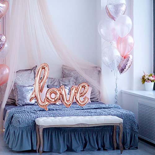 Large Rose Gold LOVE Foil Balloons Banner,42 Inch Mylar Foil Letters Balloons Reusable Material for Romantic Valentine's Day Wedding Bridal Shower Anniversary Engagement Party Decorations