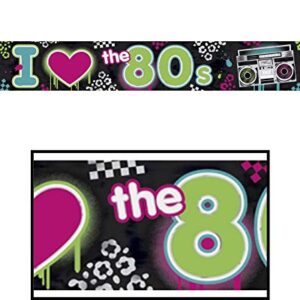 Amscan 80's Party Foil Banner, 25', Black