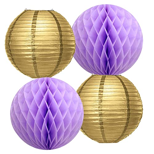 Purple Gold Bridal Shower Decorations Qian's Party Purple Gold Confetti Ballons Polka Dot Fans/Bride to Be Banner Purple Gold, Hen Party Engagement Banner Bachelorette Party Decorations