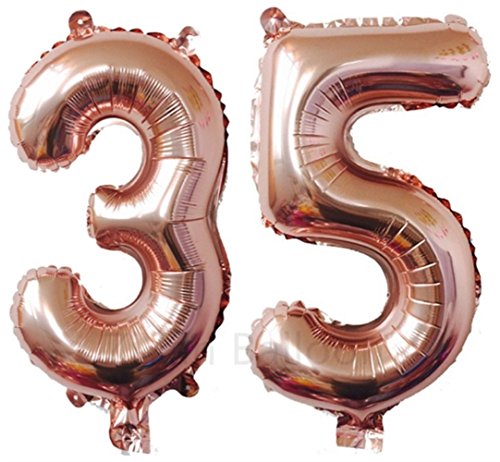 ZiYan 40 Inch Giant 35th Rose Gold Number Balloons,Birthday/Party Balloons