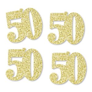 gold glitter 50 – no-mess real gold glitter cut-out numbers – 50th birthday party confetti – set of 24