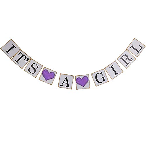 IT is A Girl Banner for Purple Lavender Royal Princess Girl Baby Shower Decorations