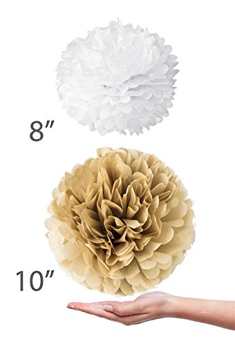 Vidal Crafts 20 Pcs Tissue Paper Pom Poms Kit (14", 10", 8", 6" Tissue Paper Flowers) for Wedding, Birthday, Engagement Party Décor, Gender Neutral Baby Shower, Boy or Girl Nursery Decoration