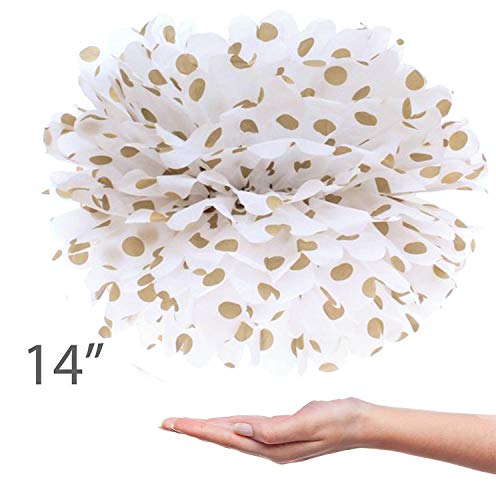 Vidal Crafts 20 Pcs Tissue Paper Pom Poms Kit (14", 10", 8", 6" Tissue Paper Flowers) for Wedding, Birthday, Engagement Party Décor, Gender Neutral Baby Shower, Boy or Girl Nursery Decoration