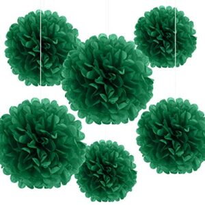 binpeng paper pom poms hanging paper flower ball wedding party celebrations decorations outdoor decoration flowers craft for party birthday party (deep green 6pcs)