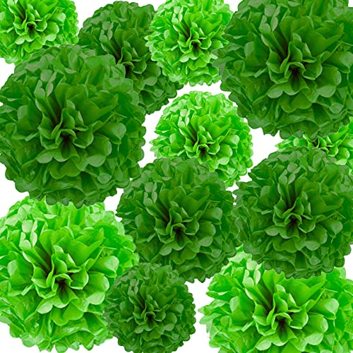 Light Green Tissue Paper pom poms Decorations,Dark Green Tissue Hanging Paper Pom Poms,GreenTissue Hanging Paper Pom Poms Flower Ball Wedding Birthday Party DecorationBaby Shower Decorate Pack of 12