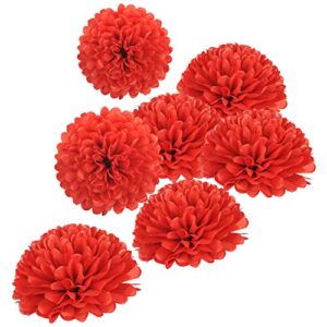 MISU 10" Red Tissue Pom Poms DIY Tissue Paper Flowers for Birthday Wedding Baby Shower Tea Party Dessert Table Decoration, Pack of 18