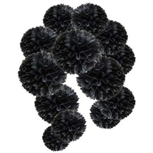 mowo black paper flower tissue pom poms party supplies (black,12pc)