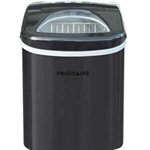 Frigidaire EFIC117-SSBLACK-COM EFIC117-SSBLACK 26 Lbs Portable Compact Maker, Stainless Steel Ice Making Machine, Medium, Black Stainless