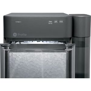 GE Profile Opal 2.0 | Countertop Nugget Ice Maker with Side Tank | Ice Machine with WiFi Connectivity | Smart Home Kitchen Essentials | Black Stainless