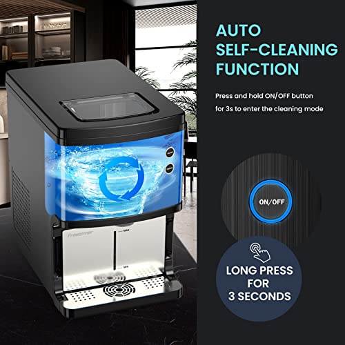 Nugget Ice Maker, Freezimer Ice Maker Countertop Machine with WiFi Connectivity, Sonic Ice Maker Machine 40lbs per Day, Portable Self-Cleaning Sonic Ice Maker for Smart Home/Kitchen/Office