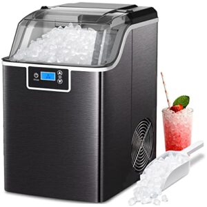 nugget ice makers with soft & chewable pellet ice countertop self-cleaning compact ice machine 44lbs/24h with ice scoop and basket suitable for home kitchen office bar party