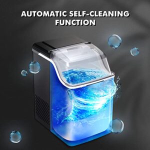 Nugget Ice Makers with Soft & Chewable Pellet Ice Countertop Self-Cleaning Compact Ice Machine 44Lbs/24H with Ice Scoop and Basket Suitable for Home Kitchen Office Bar Party