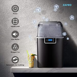 Nugget Ice Makers with Soft & Chewable Pellet Ice Countertop Self-Cleaning Compact Ice Machine 44Lbs/24H with Ice Scoop and Basket Suitable for Home Kitchen Office Bar Party