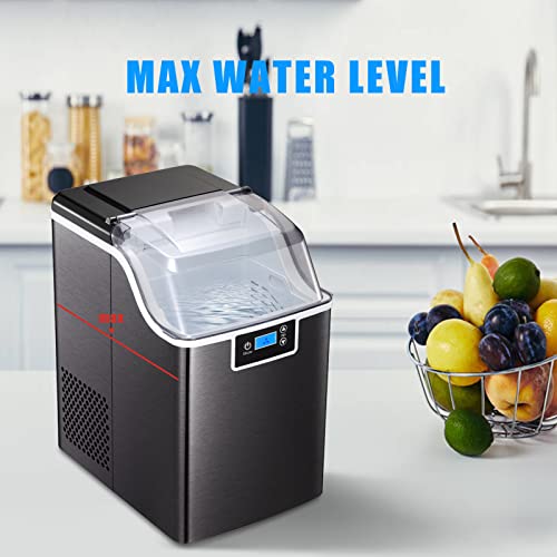Nugget Ice Maker Countertop with Soft & Chewable Pellet Ice Crushed ice Countertop Portable Pellet Ice Machine 44Lbs/24H, 2 Minutes per Round and 45dB for Home/Kitchen/Office/Bar/Party