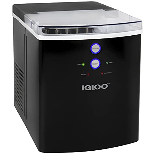 Igloo Large-Capacity Automatic Portable Electric Countertop Ice Maker Machine, 33 Pounds in 24 Hours, 9 Ice Cubes Ready in 7 Minutes, with Ice Scoop and Basket, Illuminated LED Lights