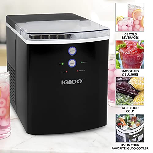 Igloo Large-Capacity Automatic Portable Electric Countertop Ice Maker Machine, 33 Pounds in 24 Hours, 9 Ice Cubes Ready in 7 Minutes, with Ice Scoop and Basket, Illuminated LED Lights