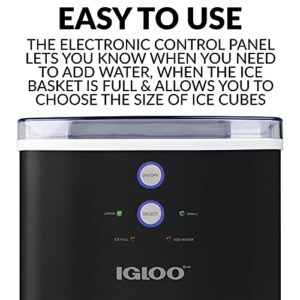 Igloo Large-Capacity Automatic Portable Electric Countertop Ice Maker Machine, 33 Pounds in 24 Hours, 9 Ice Cubes Ready in 7 Minutes, with Ice Scoop and Basket, Illuminated LED Lights