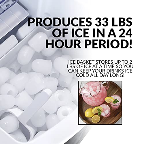 Igloo Large-Capacity Automatic Portable Electric Countertop Ice Maker Machine, 33 Pounds in 24 Hours, 9 Ice Cubes Ready in 7 Minutes, with Ice Scoop and Basket, Illuminated LED Lights