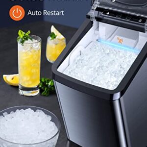 Nugget Ice Maker, YISUFO Ice Maker Countertop Pebble Ice Maker, 30lbs/Day, Self-Cleaning, 2 Ways Water Refill, Stainless Sonic Ice Maker Machine with 3Qt Water Reservoir, for Home Office Party Bar