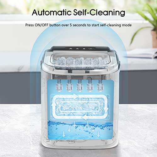 AGLUCKY Ice Makers Countertop,Protable Ice Maker Machine with Handle,Self-Cleaning Ice Maker, 26Lbs/24H, 9 Ice Cubes Ready in 8 Mins, for Home/Office/Kitchen (Black)