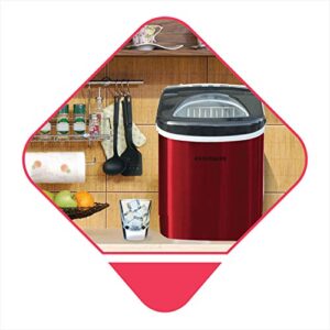 Frigidaire EFIC117-SSRED-COM Stainless Steel Ice Maker, 26lb per day, RED STAINLESS