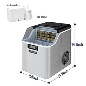 EUHOMY Ice Maker Machine Countertop, 2 Ways to Add Water,45Lbs/Day 24 Pcs Ready in 13 Mins, Self-Cleaning Portable Compact Ice Cube Maker with Ice Scoop & Basket, Perfect for Home/Kitchen/Office/Bar