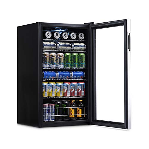 NewAir Beverage Refrigerator Cooler | 126 Cans Free Standing with Right Hinge Glass Door | Mini Fridge Beverage Organizer Perfect For Beer, Wine, Soda, And Cooler Drinks | AB-1200