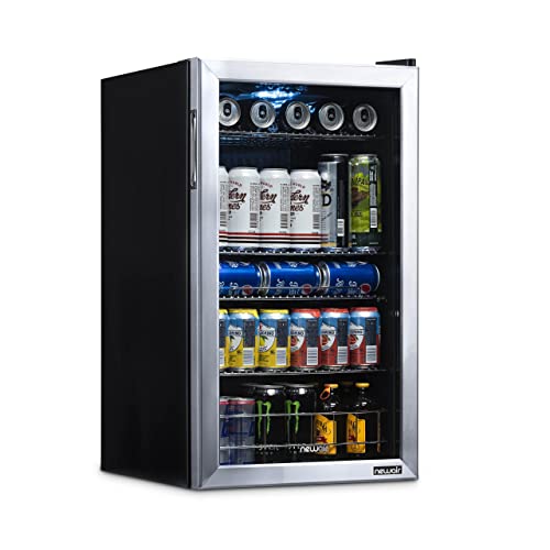 NewAir Beverage Refrigerator Cooler | 126 Cans Free Standing with Right Hinge Glass Door | Mini Fridge Beverage Organizer Perfect For Beer, Wine, Soda, And Cooler Drinks | AB-1200